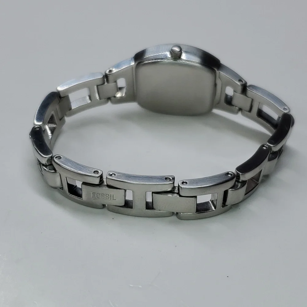 Vintage Fossil F² Watch ES9824 Silver Stainless Steel Swiss Parts EUC